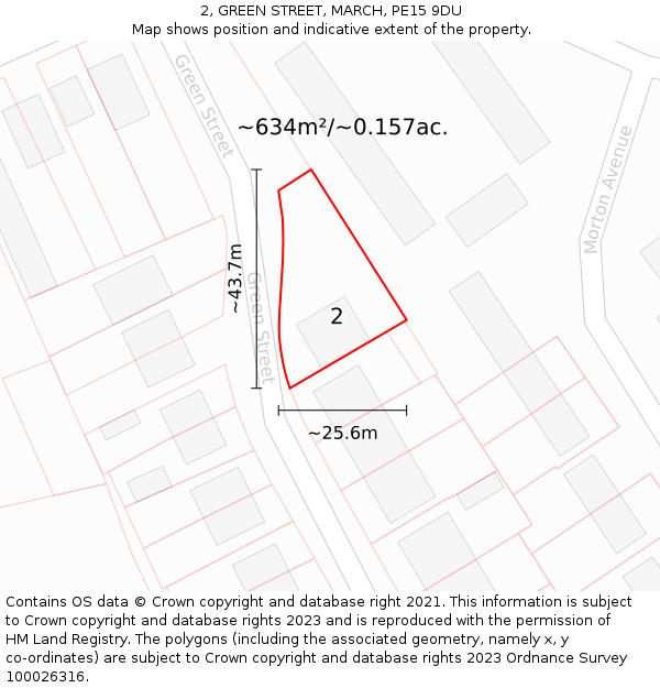 2, GREEN STREET, MARCH, PE15 9DU: Plot and title map