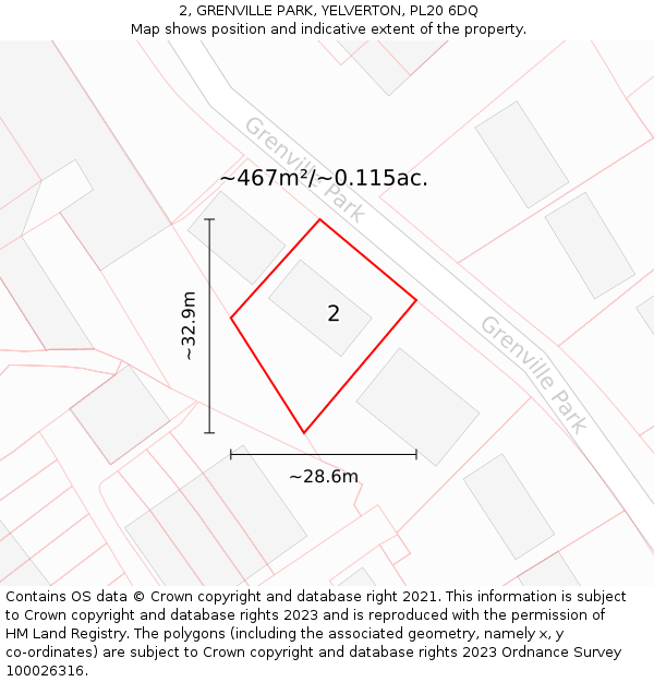 2, GRENVILLE PARK, YELVERTON, PL20 6DQ: Plot and title map