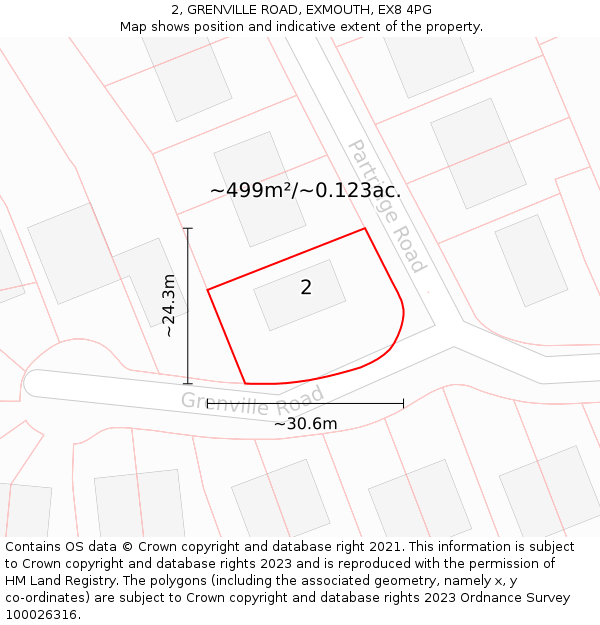 2, GRENVILLE ROAD, EXMOUTH, EX8 4PG: Plot and title map