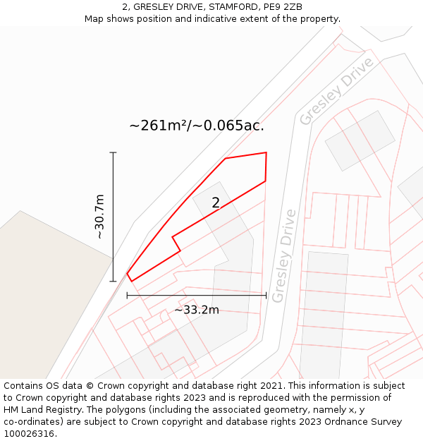 2, GRESLEY DRIVE, STAMFORD, PE9 2ZB: Plot and title map