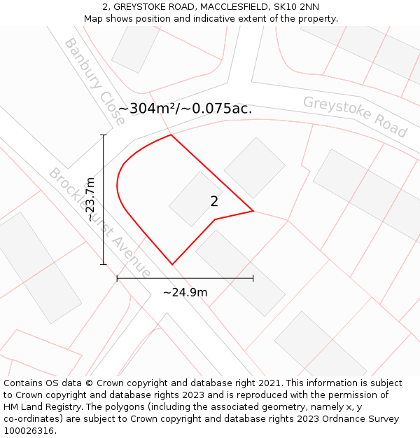 2, GREYSTOKE ROAD, MACCLESFIELD, SK10 2NN: Plot and title map