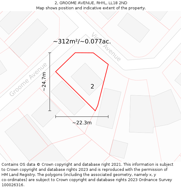 2, GROOME AVENUE, RHYL, LL18 2ND: Plot and title map