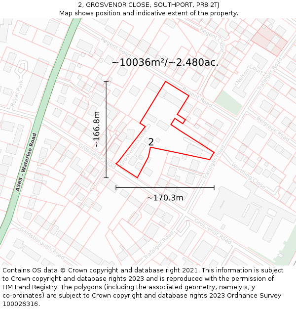 2, GROSVENOR CLOSE, SOUTHPORT, PR8 2TJ: Plot and title map