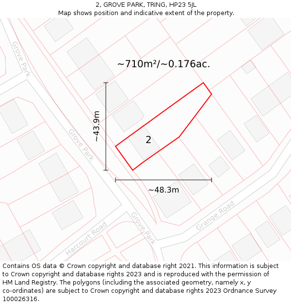 2, GROVE PARK, TRING, HP23 5JL: Plot and title map