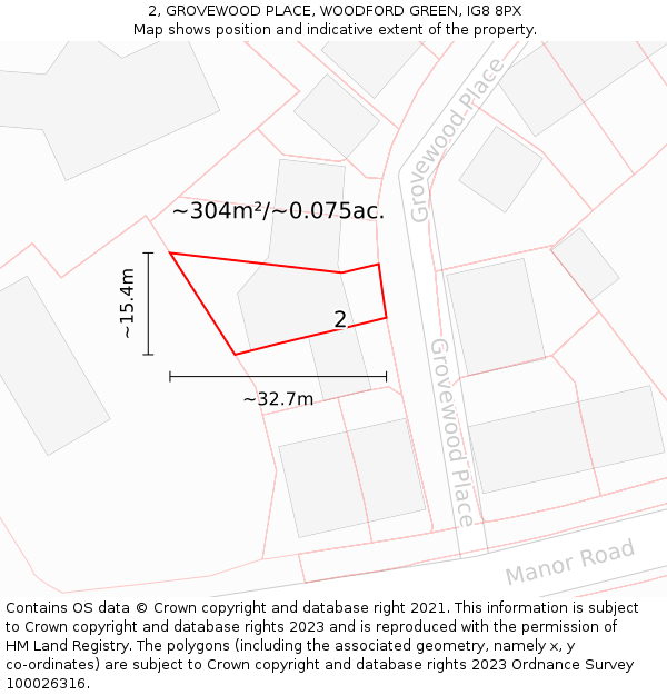 2, GROVEWOOD PLACE, WOODFORD GREEN, IG8 8PX: Plot and title map