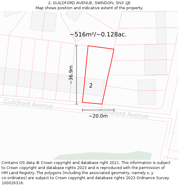 2, GUILDFORD AVENUE, SWINDON, SN3 1JE: Plot and title map