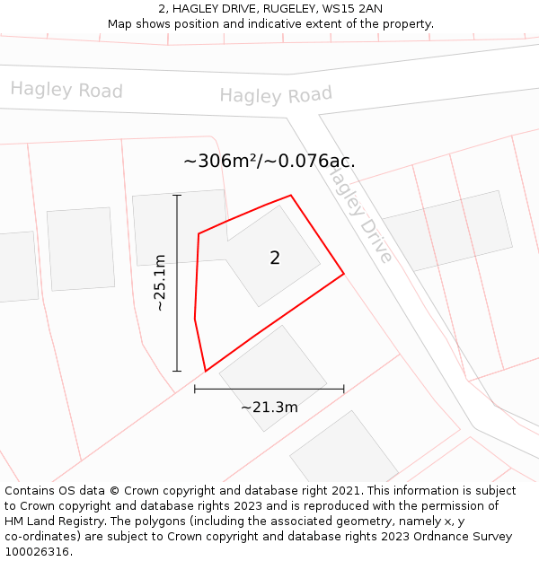 2, HAGLEY DRIVE, RUGELEY, WS15 2AN: Plot and title map