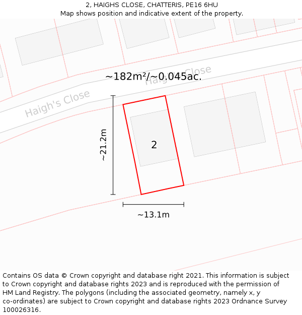 2, HAIGHS CLOSE, CHATTERIS, PE16 6HU: Plot and title map