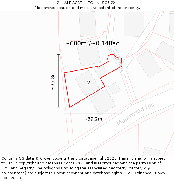 2, HALF ACRE, HITCHIN, SG5 2XL: Plot and title map