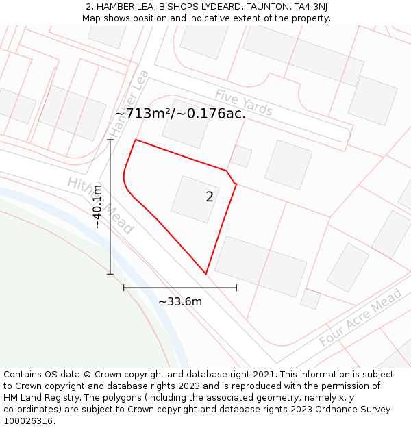 2, HAMBER LEA, BISHOPS LYDEARD, TAUNTON, TA4 3NJ: Plot and title map