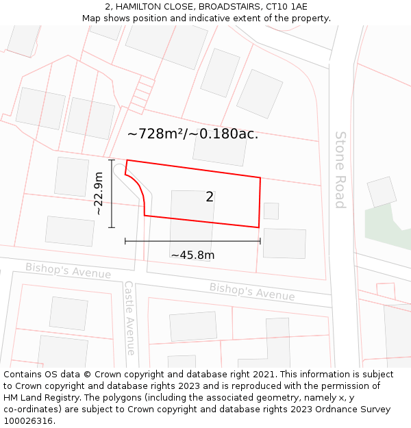 2, HAMILTON CLOSE, BROADSTAIRS, CT10 1AE: Plot and title map