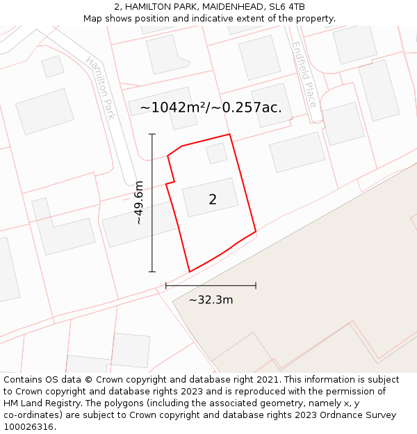 2, HAMILTON PARK, MAIDENHEAD, SL6 4TB: Plot and title map