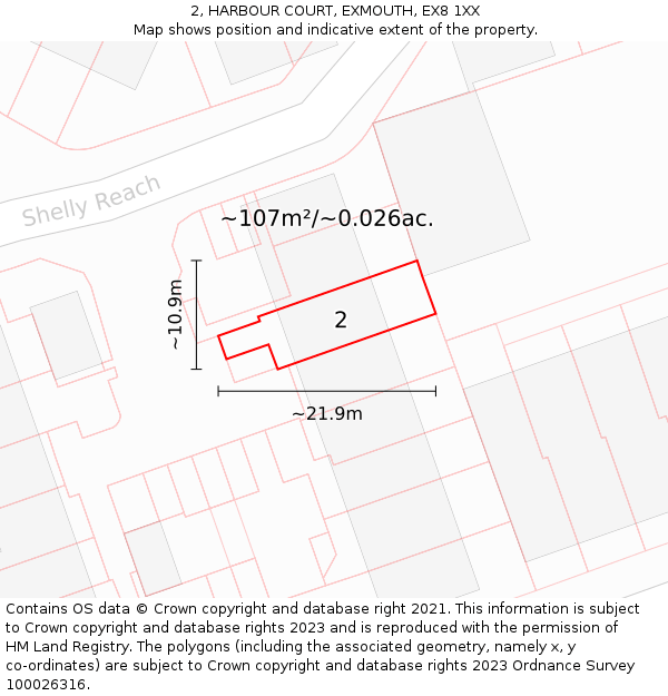 2, HARBOUR COURT, EXMOUTH, EX8 1XX: Plot and title map