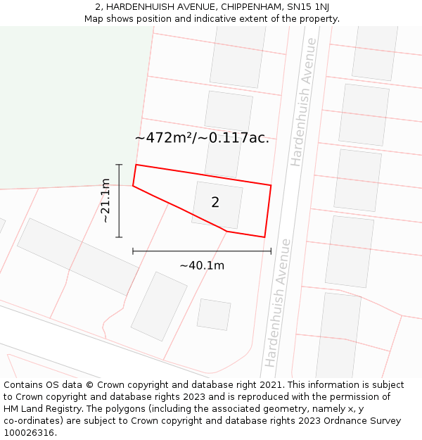 2, HARDENHUISH AVENUE, CHIPPENHAM, SN15 1NJ: Plot and title map