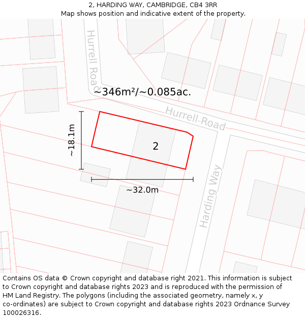 2, HARDING WAY, CAMBRIDGE, CB4 3RR: Plot and title map