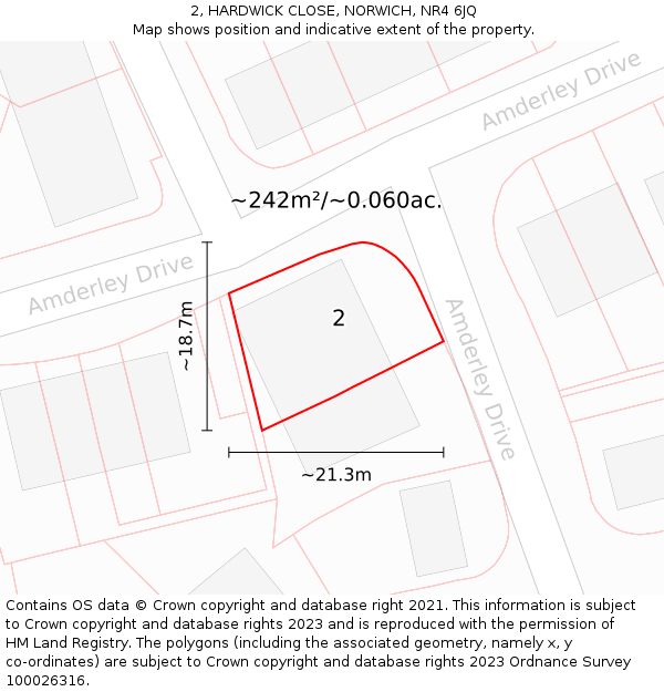 2, HARDWICK CLOSE, NORWICH, NR4 6JQ: Plot and title map