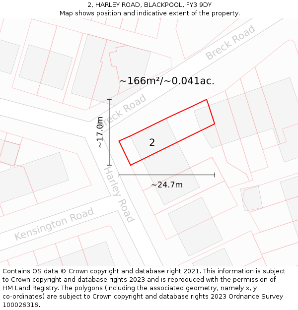 2, HARLEY ROAD, BLACKPOOL, FY3 9DY: Plot and title map