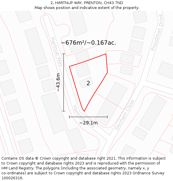 2, HARTNUP WAY, PRENTON, CH43 7ND: Plot and title map