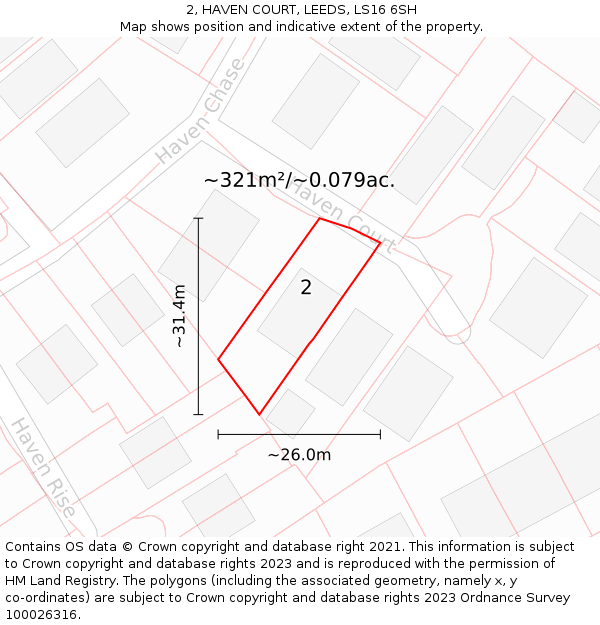 2, HAVEN COURT, LEEDS, LS16 6SH: Plot and title map