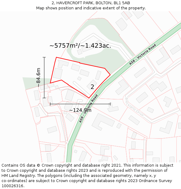 2, HAVERCROFT PARK, BOLTON, BL1 5AB: Plot and title map