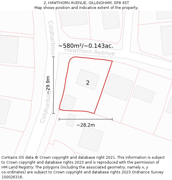 2, HAWTHORN AVENUE, GILLINGHAM, SP8 4ST: Plot and title map