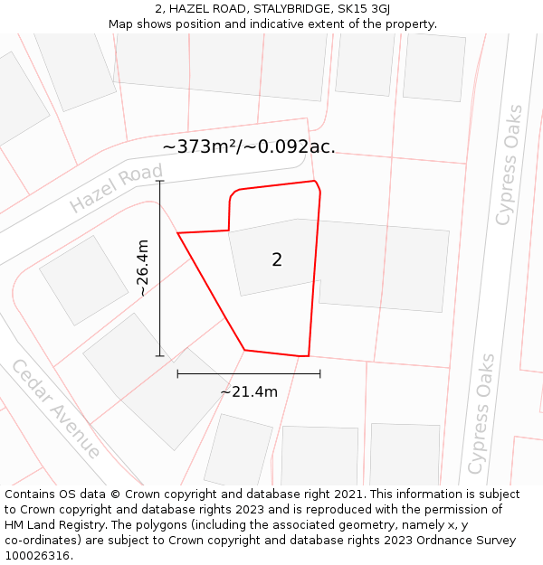 2, HAZEL ROAD, STALYBRIDGE, SK15 3GJ: Plot and title map