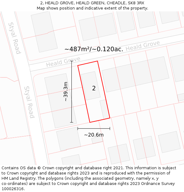 2, HEALD GROVE, HEALD GREEN, CHEADLE, SK8 3RX: Plot and title map