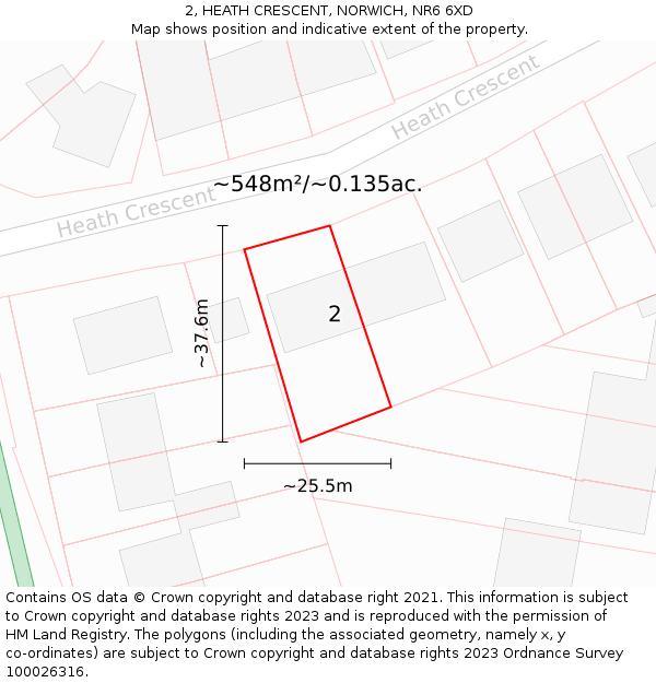 2, HEATH CRESCENT, NORWICH, NR6 6XD: Plot and title map