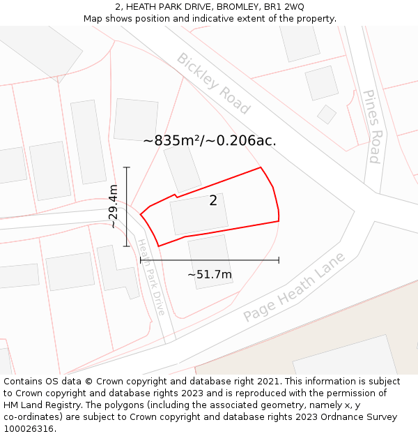 2, HEATH PARK DRIVE, BROMLEY, BR1 2WQ: Plot and title map