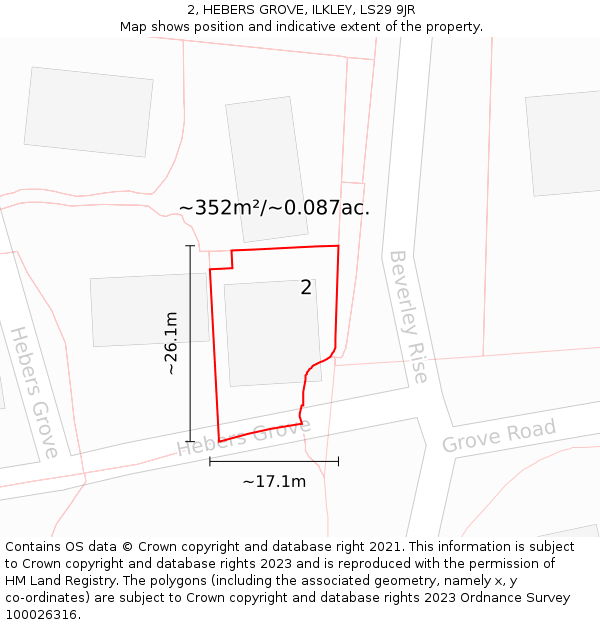 2, HEBERS GROVE, ILKLEY, LS29 9JR: Plot and title map