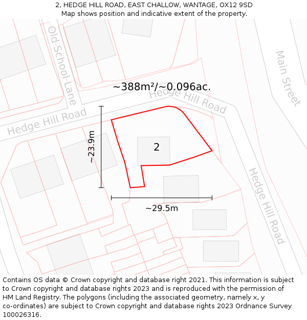 2, HEDGE HILL ROAD, EAST CHALLOW, WANTAGE, OX12 9SD: Plot and title map