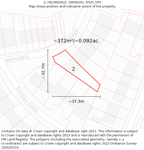 2, HELMSDALE, SWINDON, SN25 1PN: Plot and title map