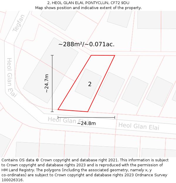 2, HEOL GLAN ELAI, PONTYCLUN, CF72 9DU: Plot and title map