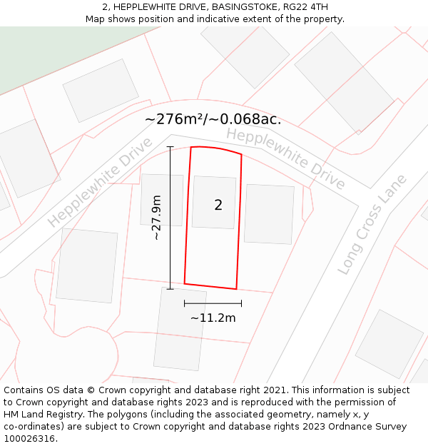 2, HEPPLEWHITE DRIVE, BASINGSTOKE, RG22 4TH: Plot and title map