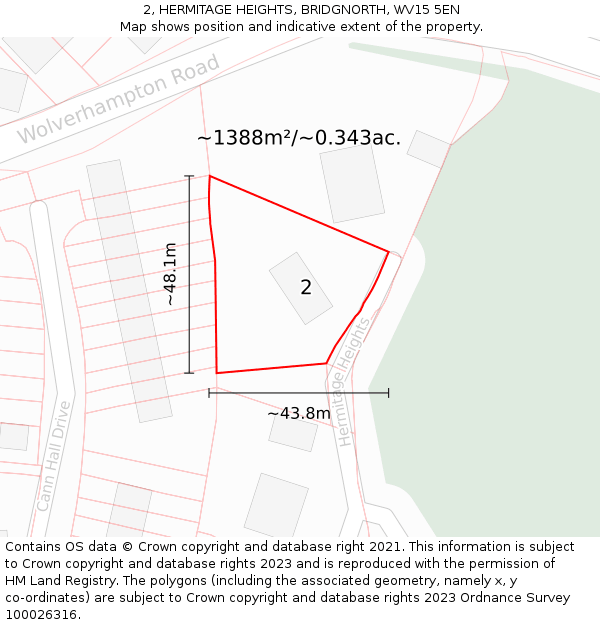 2, HERMITAGE HEIGHTS, BRIDGNORTH, WV15 5EN: Plot and title map