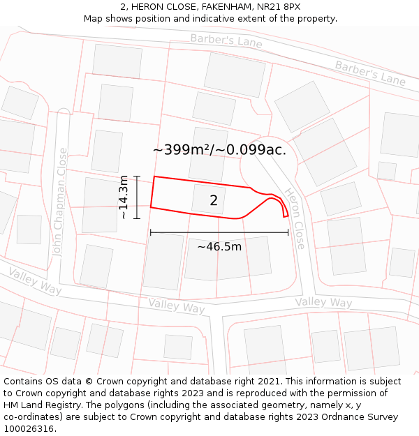 2, HERON CLOSE, FAKENHAM, NR21 8PX: Plot and title map