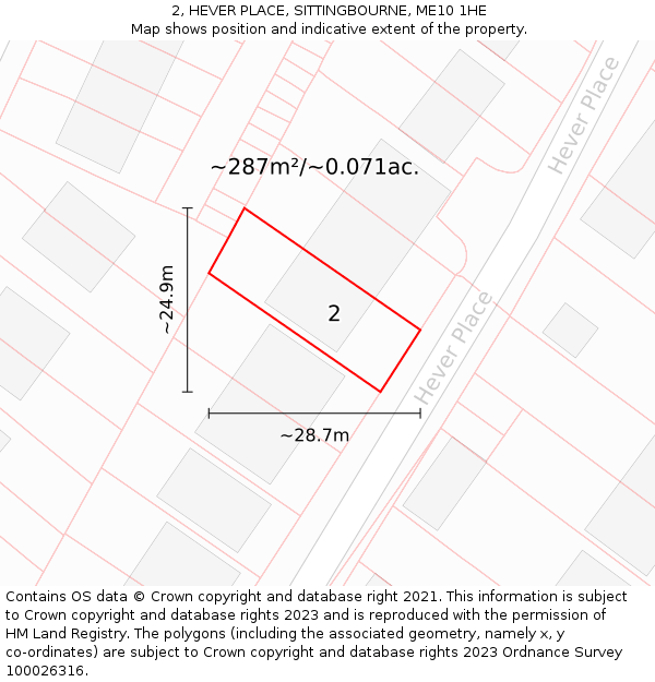 2, HEVER PLACE, SITTINGBOURNE, ME10 1HE: Plot and title map