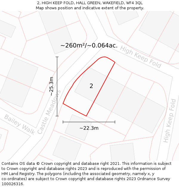 2, HIGH KEEP FOLD, HALL GREEN, WAKEFIELD, WF4 3QL: Plot and title map