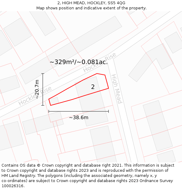 2, HIGH MEAD, HOCKLEY, SS5 4QG: Plot and title map