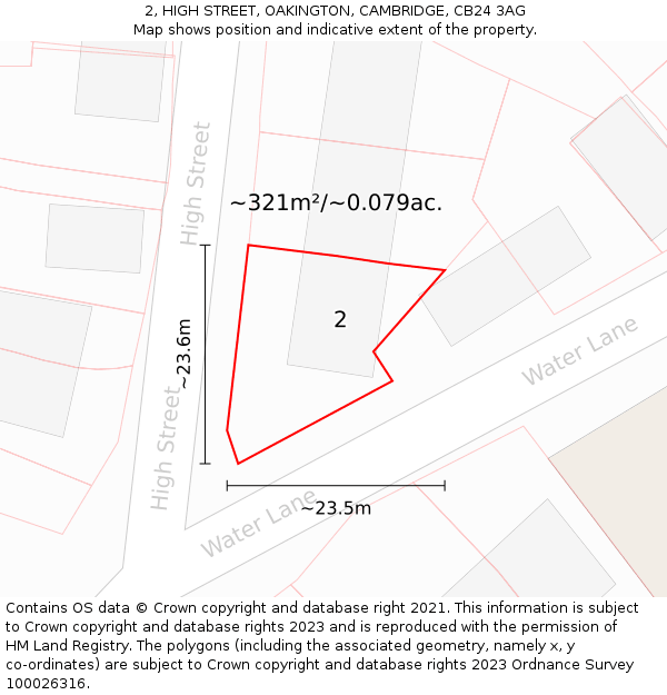 2, HIGH STREET, OAKINGTON, CAMBRIDGE, CB24 3AG: Plot and title map