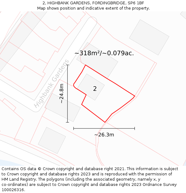 2, HIGHBANK GARDENS, FORDINGBRIDGE, SP6 1BF: Plot and title map