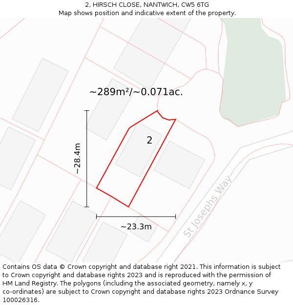 2, HIRSCH CLOSE, NANTWICH, CW5 6TG: Plot and title map