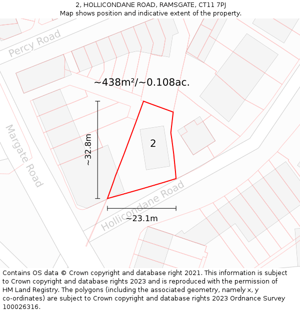 2, HOLLICONDANE ROAD, RAMSGATE, CT11 7PJ: Plot and title map