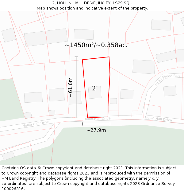 2, HOLLIN HALL DRIVE, ILKLEY, LS29 9QU: Plot and title map