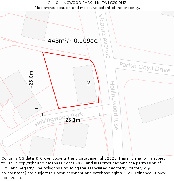 2, HOLLINGWOOD PARK, ILKLEY, LS29 9NZ: Plot and title map