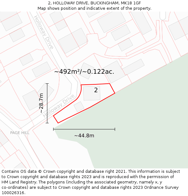 2, HOLLOWAY DRIVE, BUCKINGHAM, MK18 1GF: Plot and title map