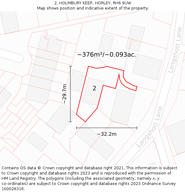 2, HOLMBURY KEEP, HORLEY, RH6 9UW: Plot and title map