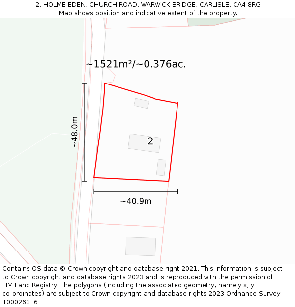 2, HOLME EDEN, CHURCH ROAD, WARWICK BRIDGE, CARLISLE, CA4 8RG: Plot and title map