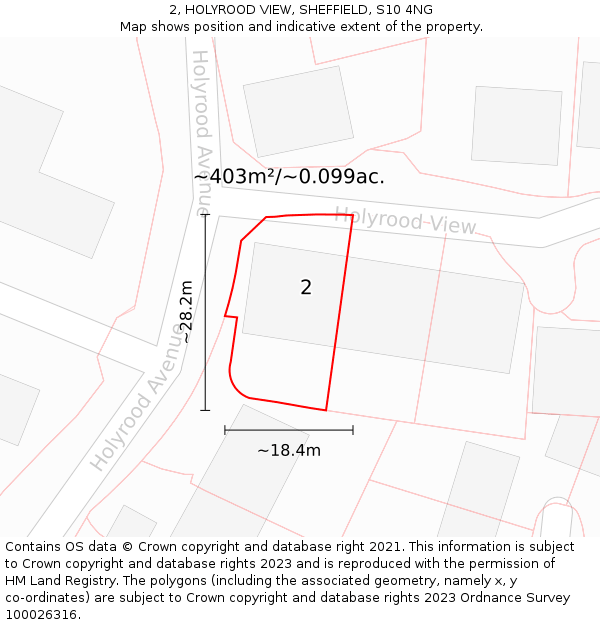 2, HOLYROOD VIEW, SHEFFIELD, S10 4NG: Plot and title map