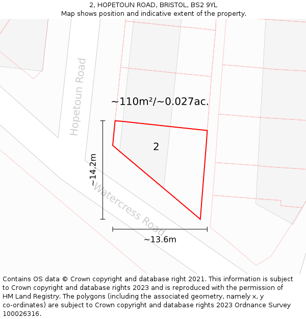 2, HOPETOUN ROAD, BRISTOL, BS2 9YL: Plot and title map